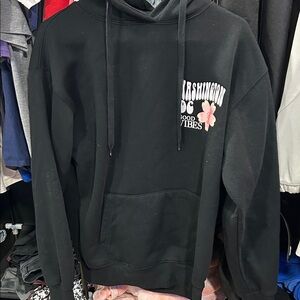 DC Black Hoodie with Floral Accent